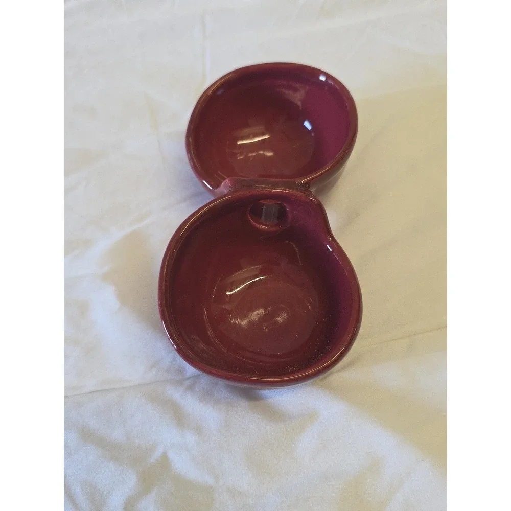 Pier 1 Import Earthenware Small Divided Bowl Hand Painted Red Made In Italy‎